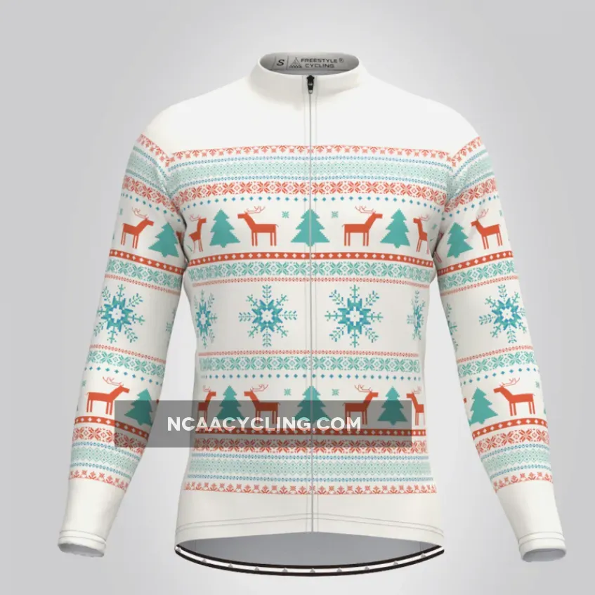 Men's Classic Ugly Christmas sweater LS Cycling Jersey - Beige