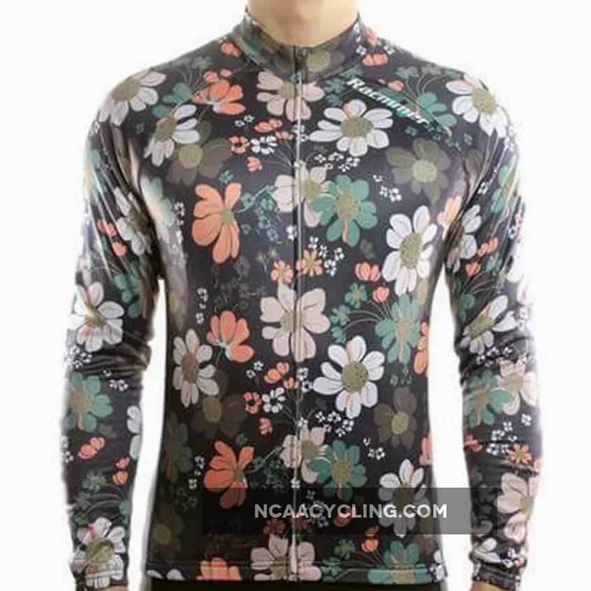 Retro Flowers Men Long Sleeve Thermal Men'sCycling Jersey