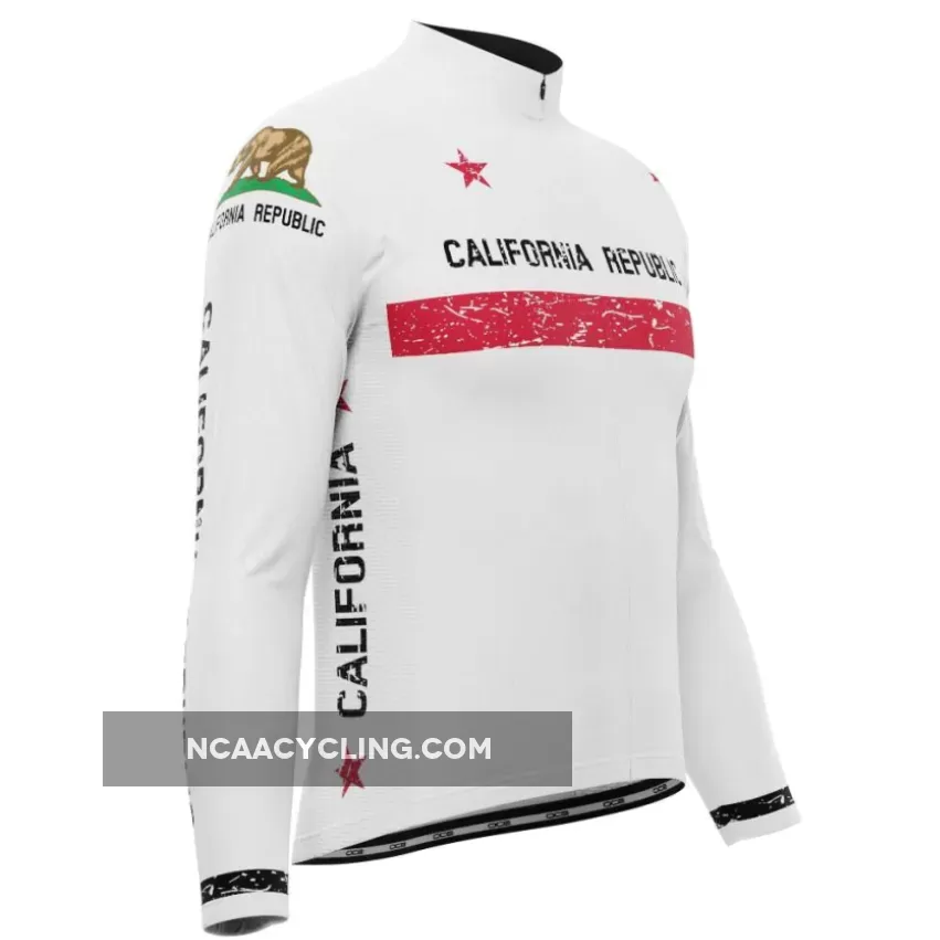 Men's California Republic Flag Long Sleeve Cycling Jersey