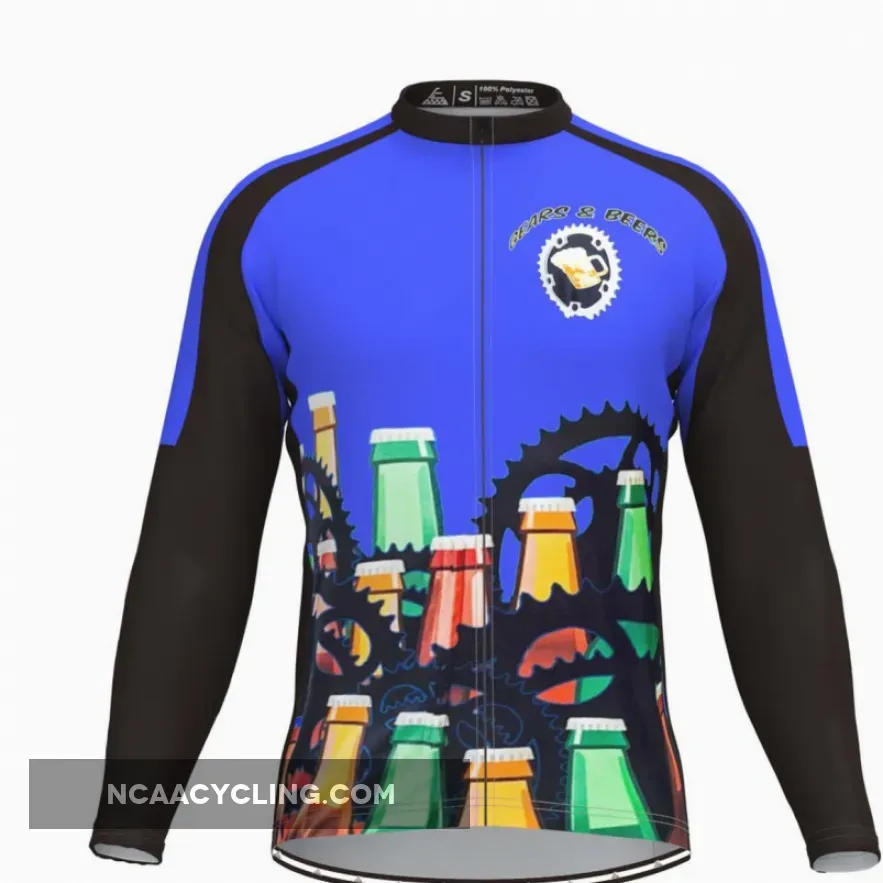 Gears & Beers Men's Long Sleeve Cycling Jersey Blue Online