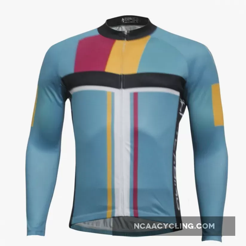 Men's Long-sleeve Blue Cycling Jersey Fall/Autumn NO.763