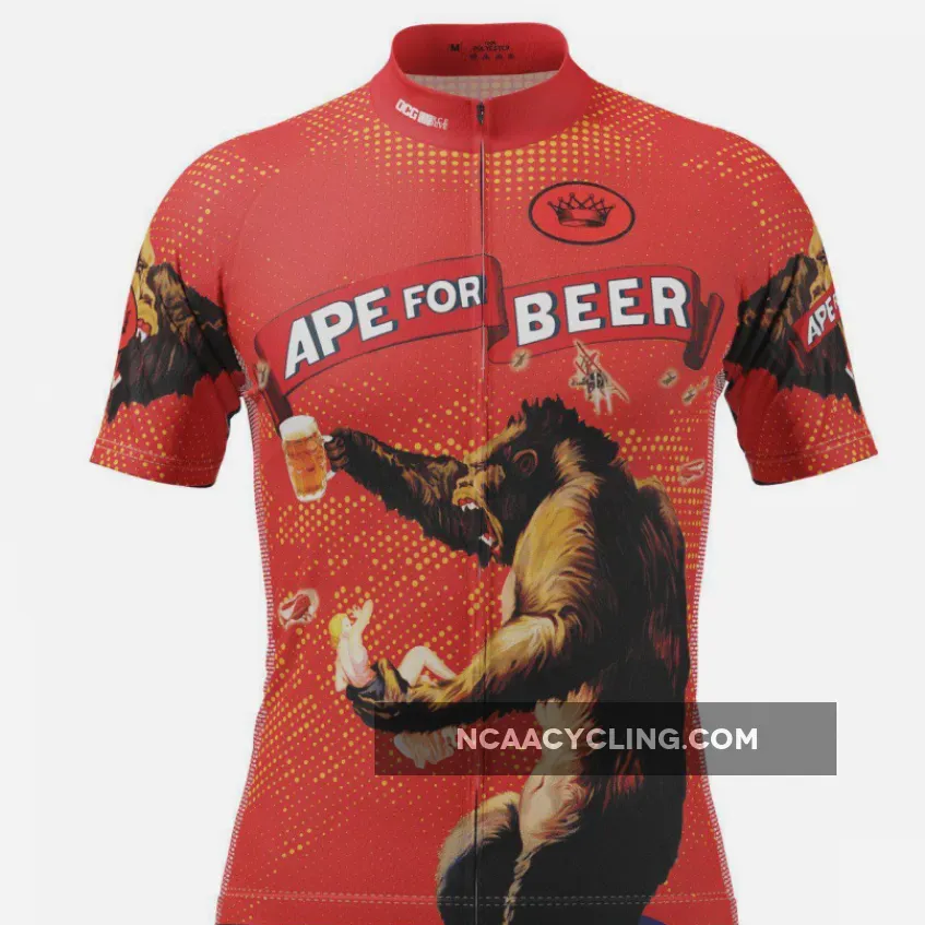 Men's King Kong Ape For Beer Short Sleeve Cycling Jersey Ape Beer