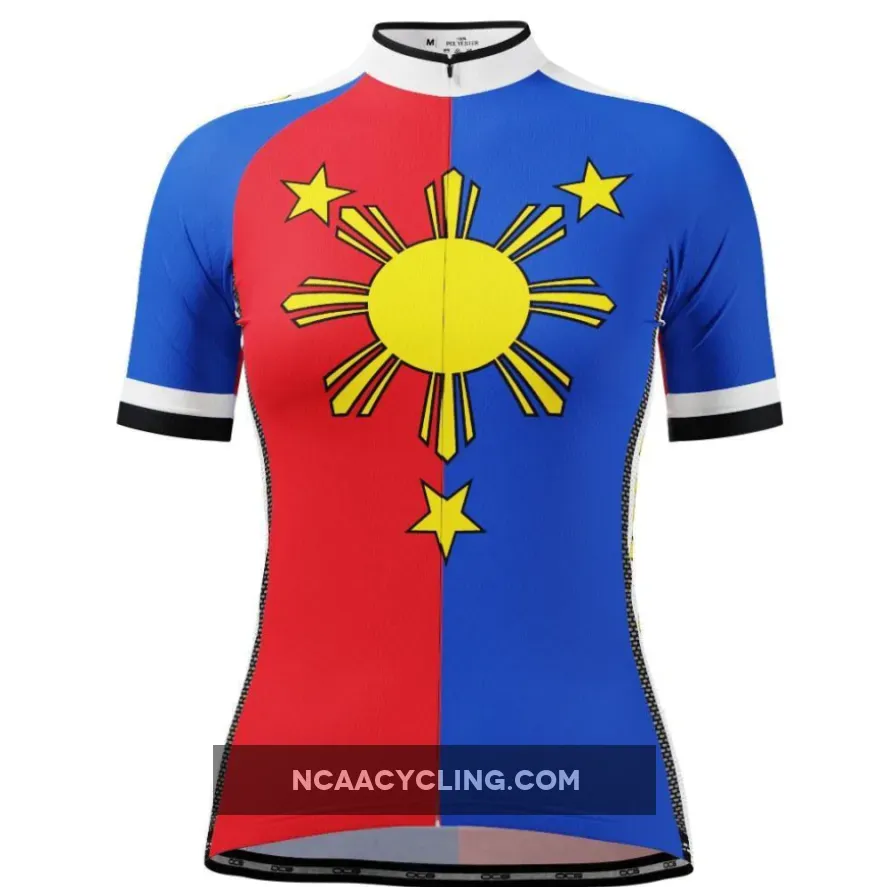 Women's Philippines Flag Pilipinas Short Sleeve Cycling Jersey Cycling Jersey Philippines
