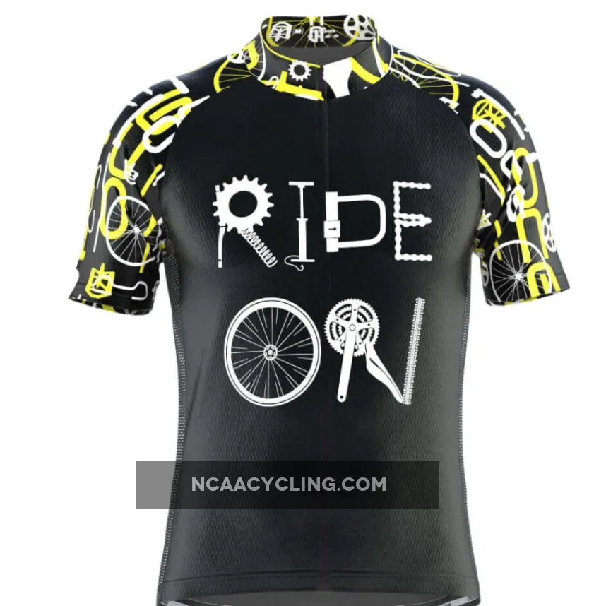 Men's Ride On Short Sleeve Black Cycling Jersey To Buy