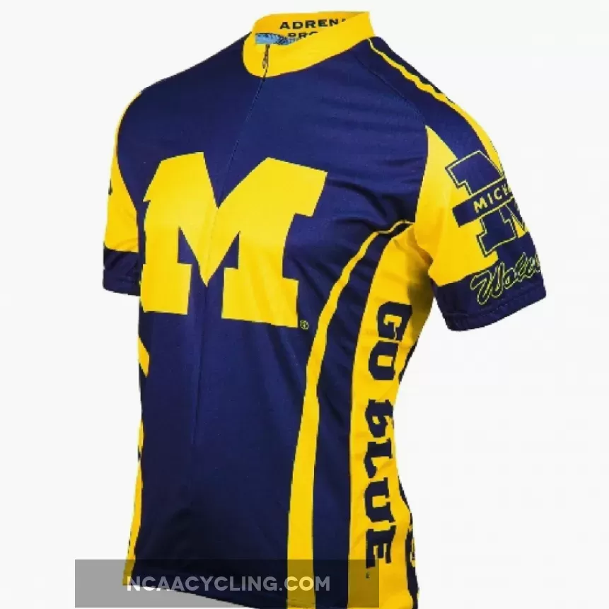 University of Michigan College 3/4 zip Men's Short Sleeve Cycling Jersey Michigan Cycling Jersey
