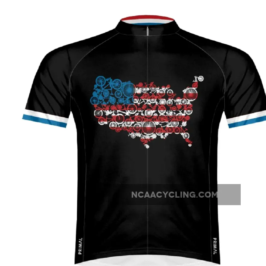 Primal Wear 2021 'Merica USA Flag Full Zip Sport Cycling Jersey