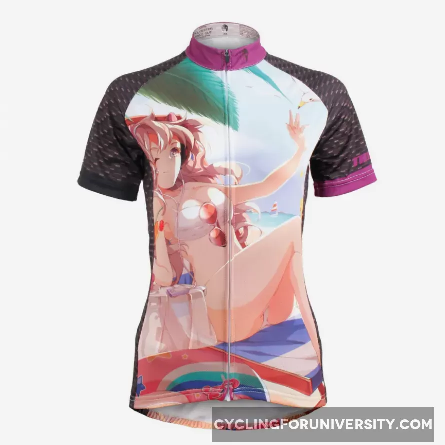 ILPALADINO ACG Animation Game Character Girl Bikini Holiday Woman's Short-Sleeve Cycling Jersey Summer Biking Wear Breathable Outdoor Sports Gear Leisure Biking T-shirt Sports Clothes NO.602