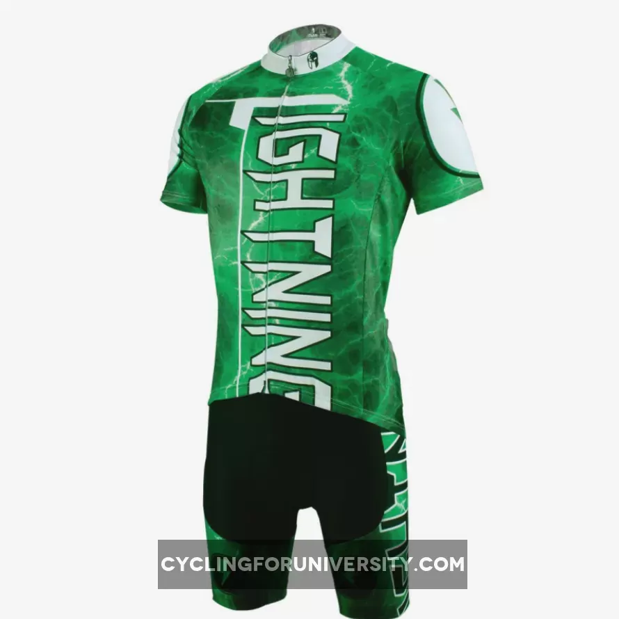 Ilpaladino Green Flashing Lightning Natural Phenomenon Cycling Short-sleeve Suit /Jersey Exercise Bicycling Pro Cycle Clothing Racing Apparel Outdoor Sports Leisure Biking Shirts Team Kit NO.627