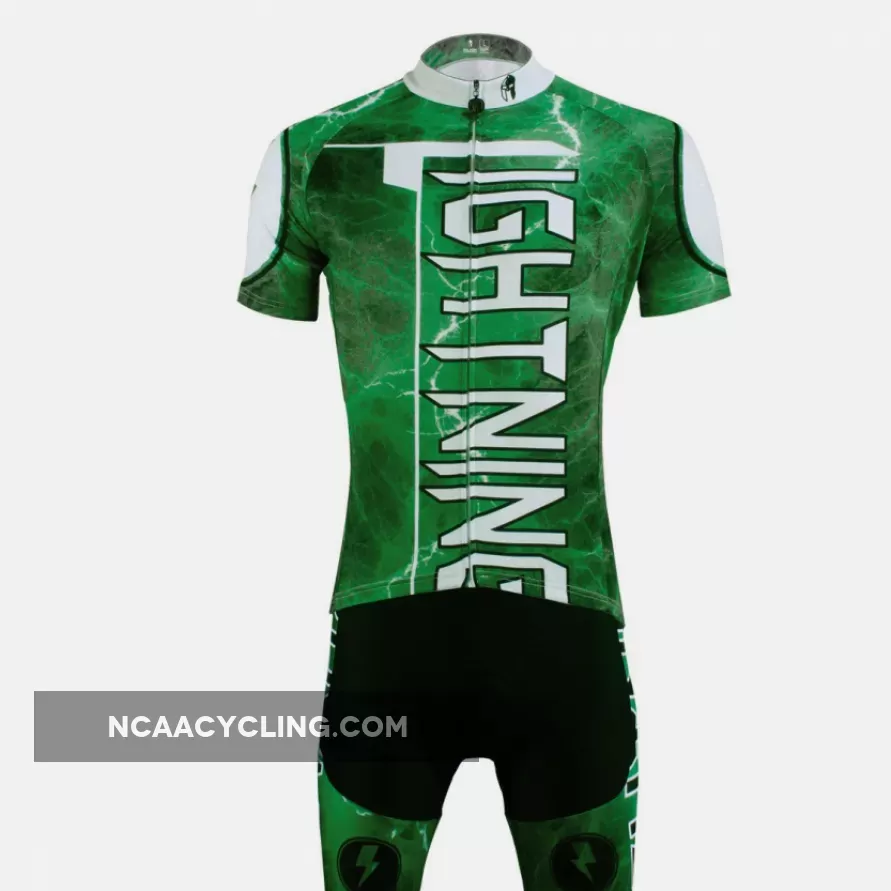 Ilpaladino Green Flashing Lightning Natural Phenomenon Cycling Short-sleeve Suit /Jersey Exercise Bicycling Pro Cycle Clothing Racing Apparel Outdoor Sports Leisure Biking Shirts Team Kit NO.627