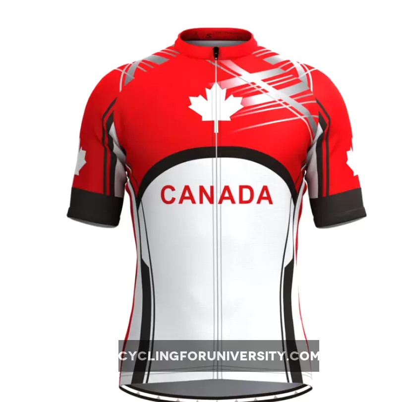 Canada Maple Leaf Men's Cycling Jersey White Red Black
