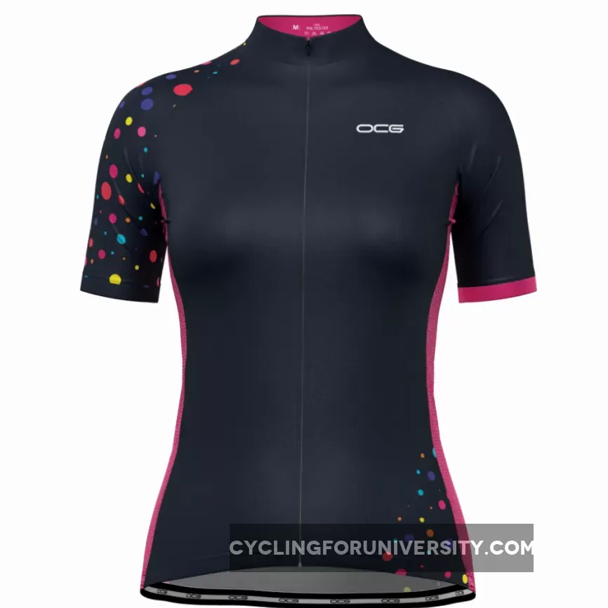 Women's Rainbow Polka Dot Short Sleeve Cycling Jersey