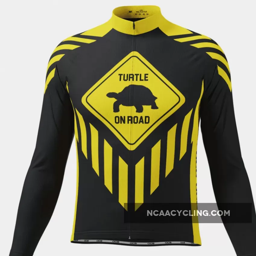 Men's Turtle on Road Long Sleeve Cycling Jersey, Anti Turtle Sleeve
