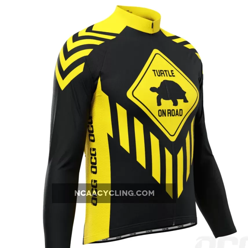 Men's Turtle on Road Long Sleeve Cycling Jersey, Anti Turtle Sleeve