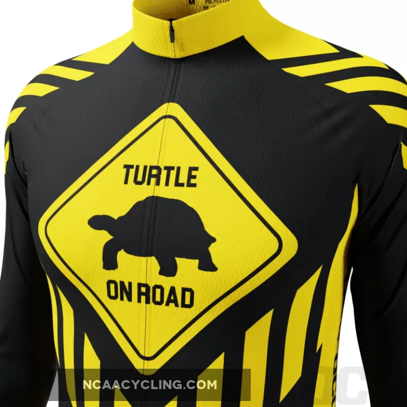 Men's Turtle on Road Long Sleeve Cycling Jersey, Anti Turtle Sleeve