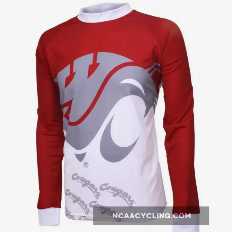 NCAA Washington State Cougars Mountain Long Sleeve Bike MTB Cycling Jerseys