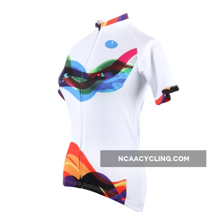 Ilpaladino Wave White Women's Summer Short-Sleeve Cycling Jersey Biking Shirts Breathable Clothes Apparel Outdoor Sports Gear Leisure Biking T-shirt NO.193