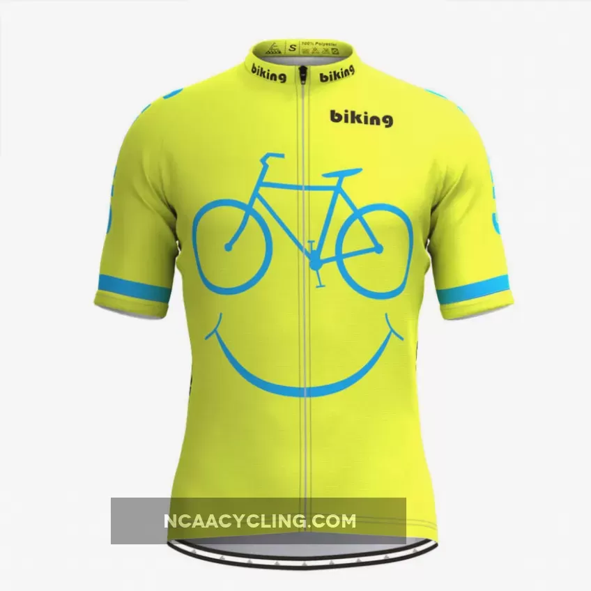 Bicycle Smile Emoji Men's Cycling Jersey Yellow Online