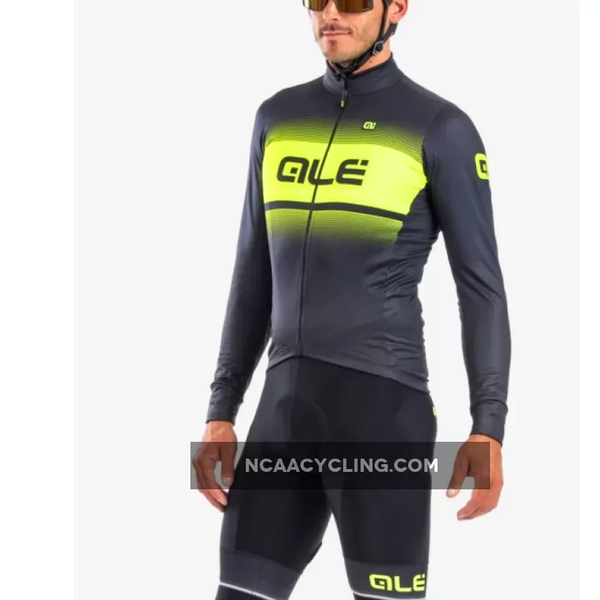 ALE' Blend Solid Winter Yellow Long Sleeve Jersey,