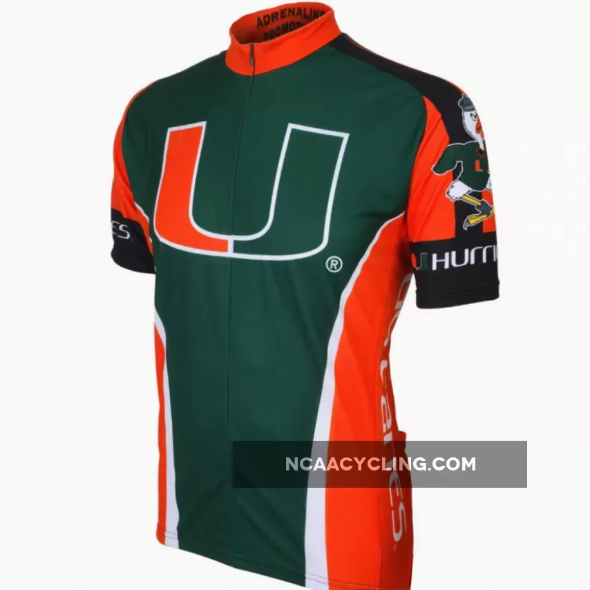 UM UNIVERSITY OF MIAMI HURRICANES Short Sleeve Cycling Jersey