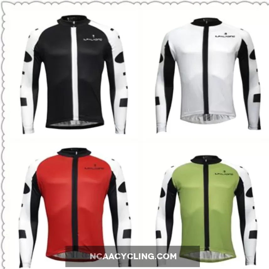 Men's Long-sleeve White Cycling Jersey with Black-strip NO.773