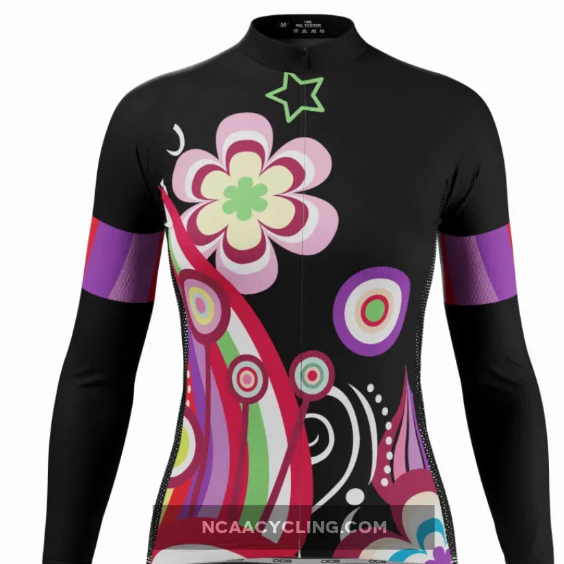 Women's Floral Black Long Sleeve Cycling Jersey Restock