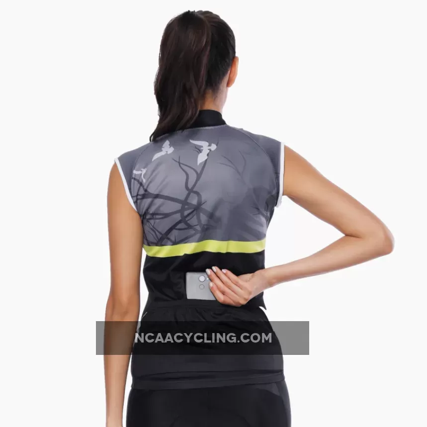 Dark Forest Yellow-strip Women's Cycling Sleeveless Bike Jersey T-shirt Summer Spring Road Bike Wear Mountain Bike MTB Clothes Sports Apparel Top Black Grey NO. 789