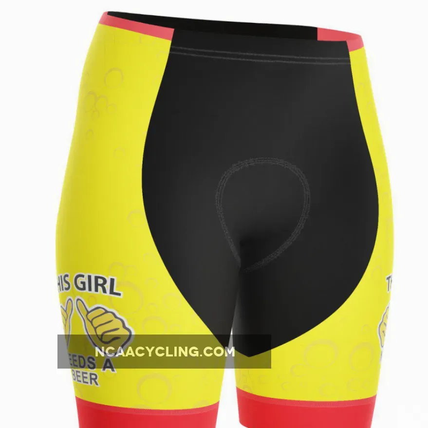 Women's This Girl Needs a Beer Gel Padded Cycling Shorts / Beer Shorts