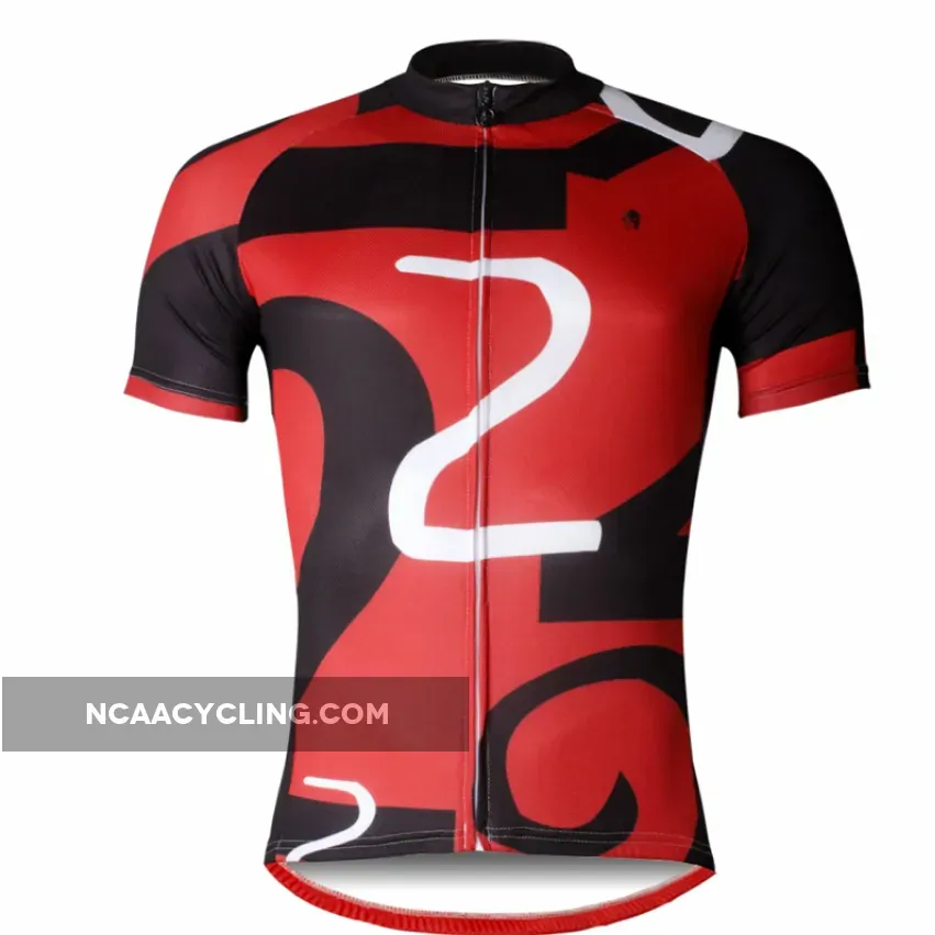 ILPALADINO Number 2 TWO Red&Black Men's Cycling Jersey Red Cycling Short Short for Summer Bike Shirt Quick Dry Apparel Outdoor Sports Gear Leisure Biking T-shirt NO.742