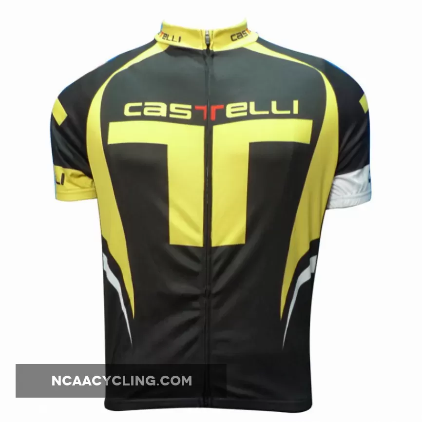 New CASTELLI BLACK-Yellow Cycling short sleeve jersey