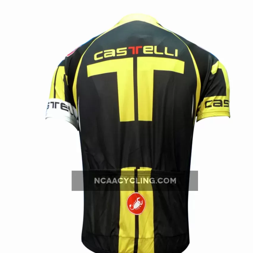 New CASTELLI BLACK-Yellow Cycling short sleeve jersey
