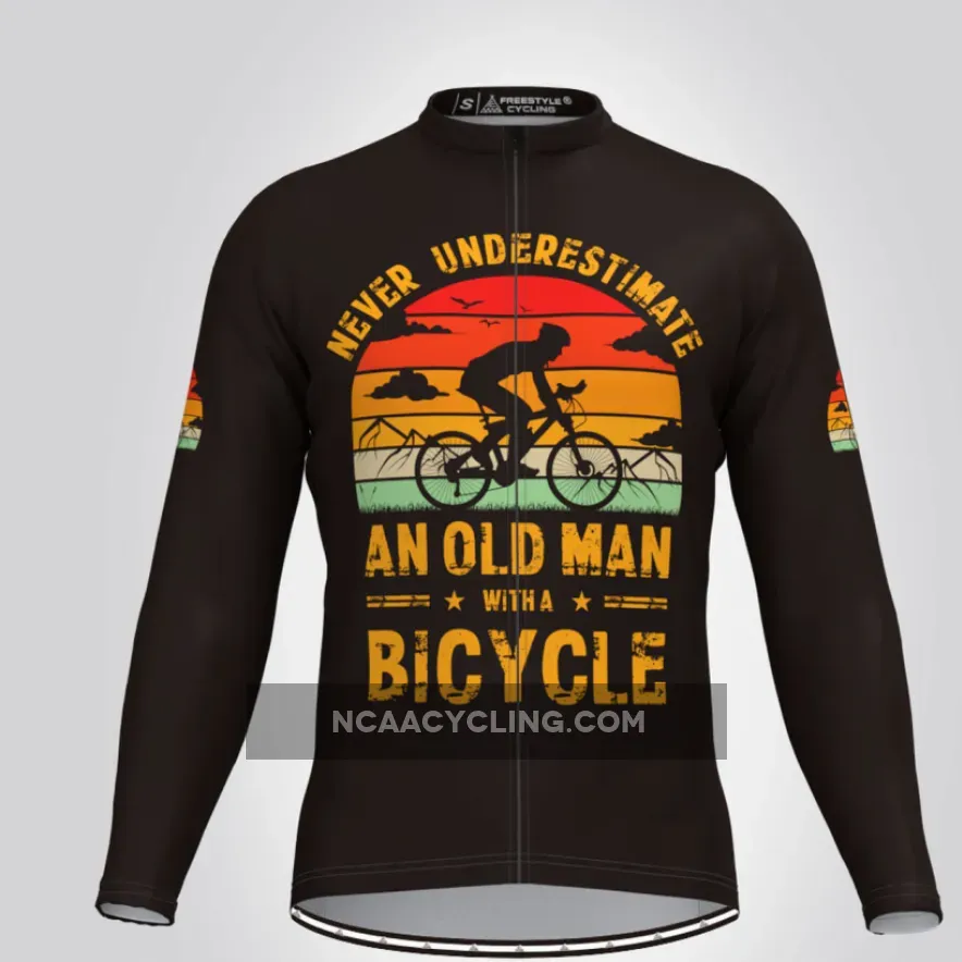 Men's Old Man Long Sleeve Cycling Jersey - Sunset For Sale