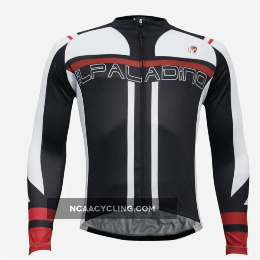 ILPALADINO Men's Cycling Long-sleeved Jersey Spring Autumn Cycling Suit Cycling Bib tight Trouser Black and White Sportswear Apparel Outdoor Sports Gear Leisure Biking T-shirt Team Kit NO.771