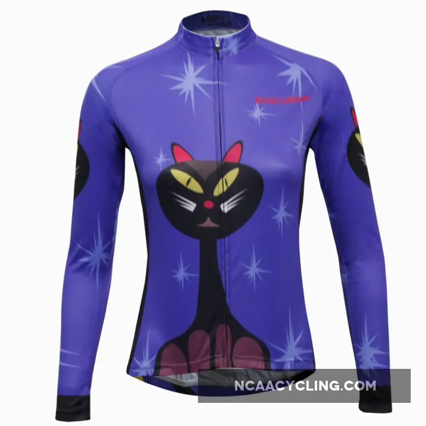 ILPALADINO Women's Sport Long Sleeves Winter Cycling Jerseys Apparel Outdoor Sports Leisure Biking Shirt (Velvet,Cat) NO.777
