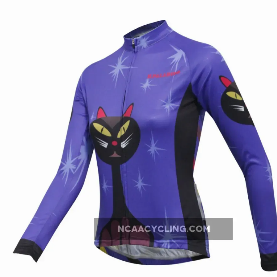 ILPALADINO Women's Sport Long Sleeves Winter Cycling Jerseys Apparel Outdoor Sports Leisure Biking Shirt (Velvet,Cat) NO.777