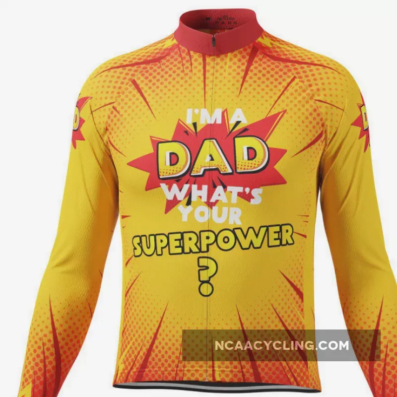Men's Dad Superpowers Long Sleeve Cycling Jersey Restock