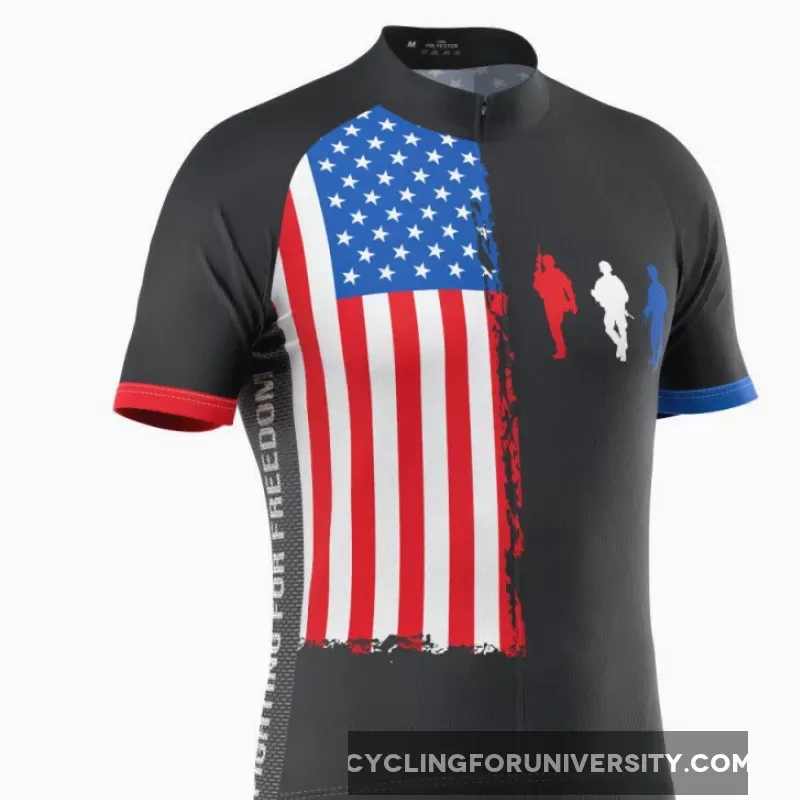 Men's Fight For Freedom USA Flag Short Sleeve Cycling Jersey