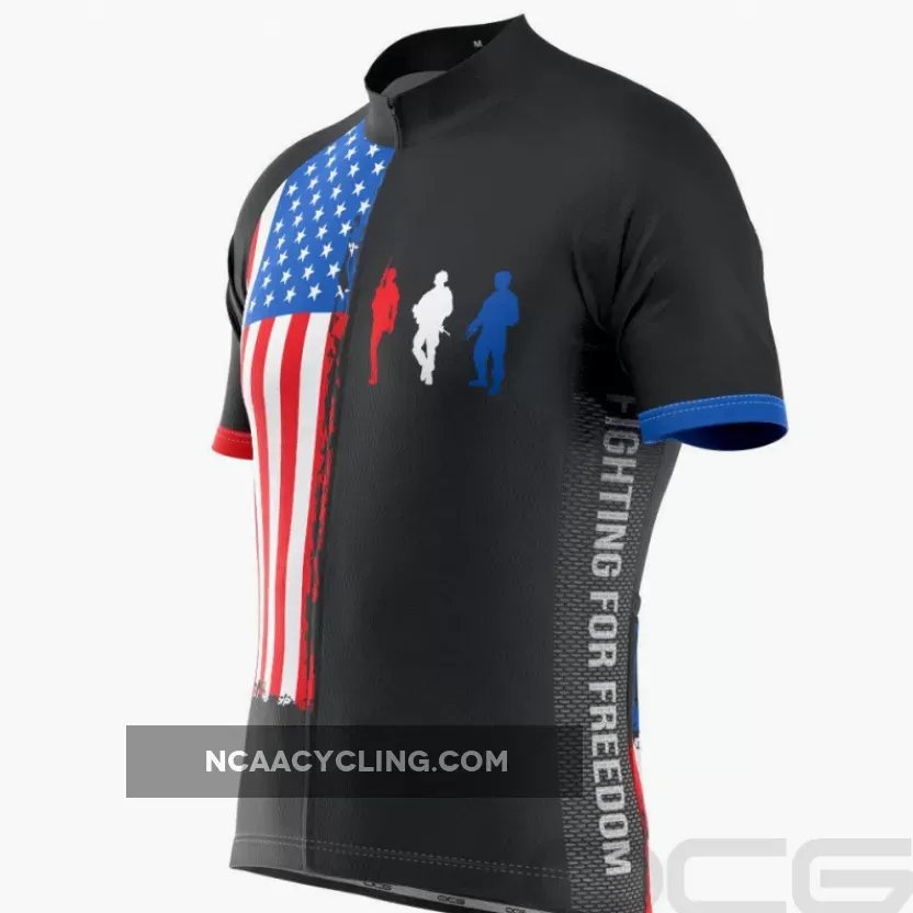 Men's Fight For Freedom USA Flag Short Sleeve Cycling Jersey