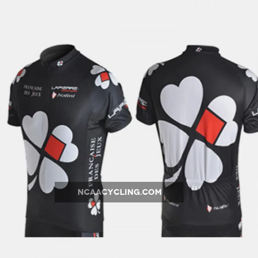 2010 Fdj Lapierre Ultimate Cycles Black Short Sleeve Cycling Jersey
