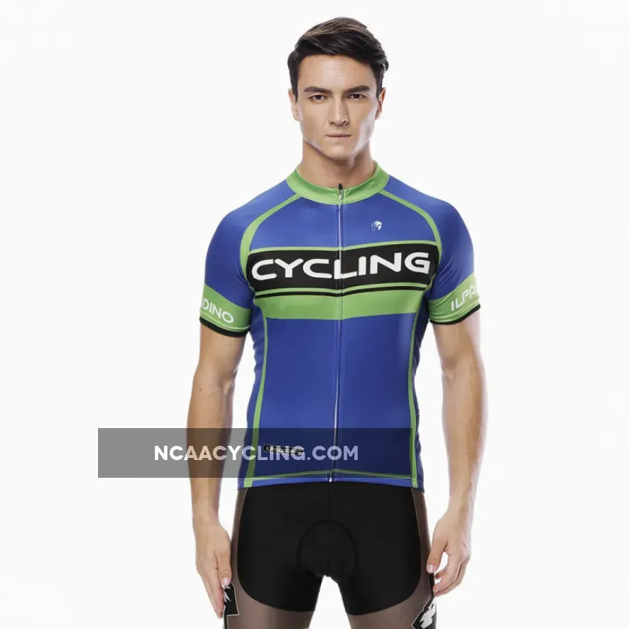 Green-strip CYCLING Letter Blue Cycling Short-sleeve Jersey Exercise Bicycling Pro Cycle Clothing Racing Apparel Outdoor Sports Leisure Biking Shirts Team Summer NO.818