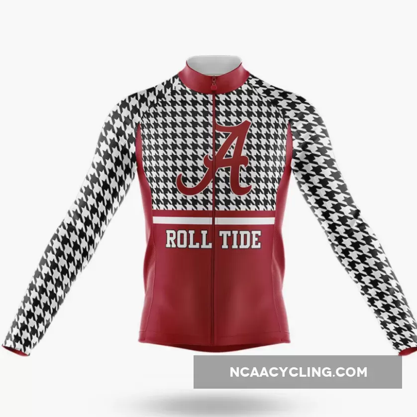 Crimson Tide Houndstooth Pattern - Men's Cycling Kit - Long Sleeve Jersey