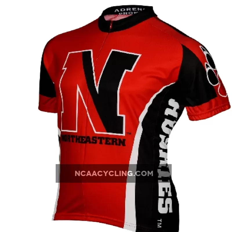 Northeastern University Huskies 3/4 zip Men's Short Sleeve Cycling Jersey Northeastern Jersey