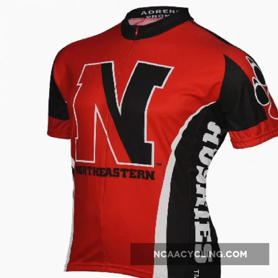 Northeastern University Huskies 3/4 zip Men's Short Sleeve Cycling Jersey Northeastern Jersey