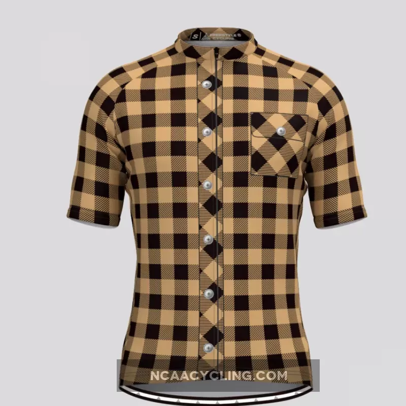 Plaid Checkered Shirt V2 Men's Cycling Jersey Gray To Buy