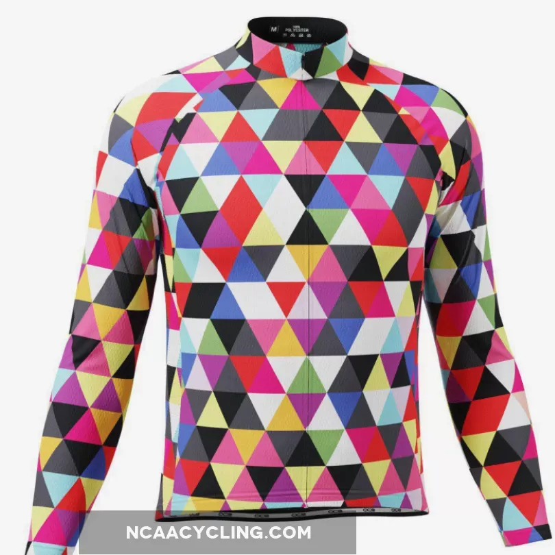 Men's High Vis Color Triangles Long Sleeve Cycling Jersey
