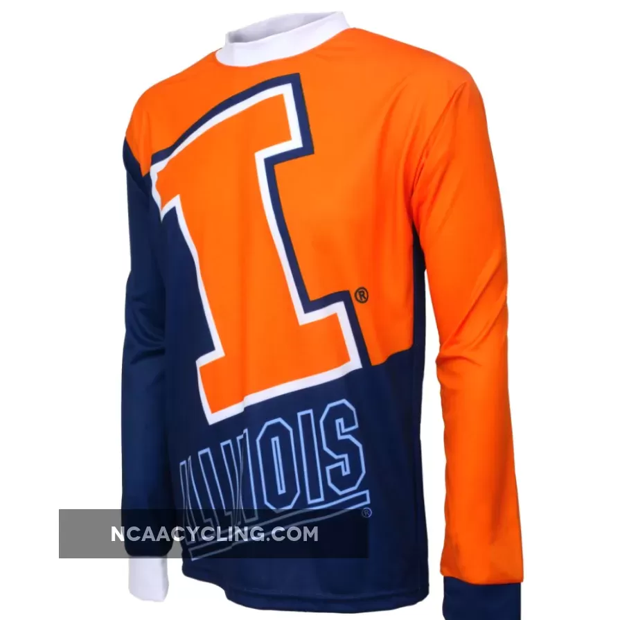 NCAA UIUC U of I, Illinois Fighting Illini Mountain Long Sleeve Bike MTB Cycling Jerseys