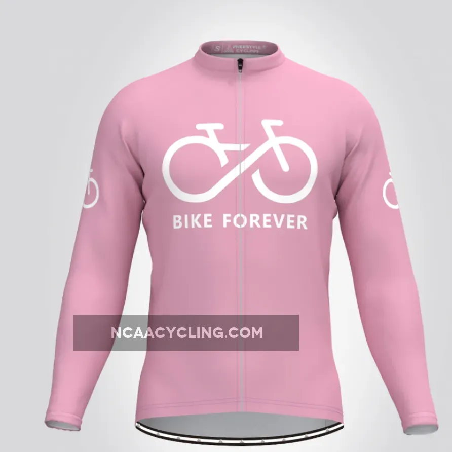 Men's Bike Forever LS Cycling Jersey - Ice Pink Restock