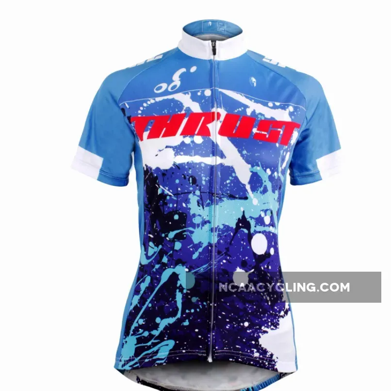 Ilpaladino Blue THRUST Storm Women's Summer Short-Sleeve Cycling Jersey Biking Shirts Breathable Quick Dry Apparel Outdoor Sports Gear Clothes NO.600