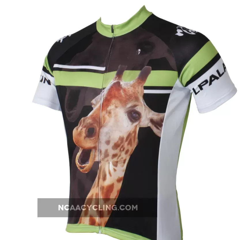 Giraffe Animal Men's Short-Sleeve Green&Black Cycling Jersey Bicycling Shirts Summer NO.562