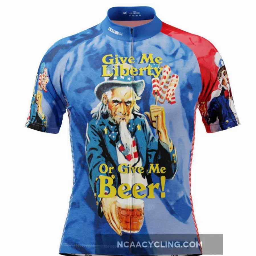 Men's Uncle Sam Liberty or Beer Short Sleeve Cycling Jersey
