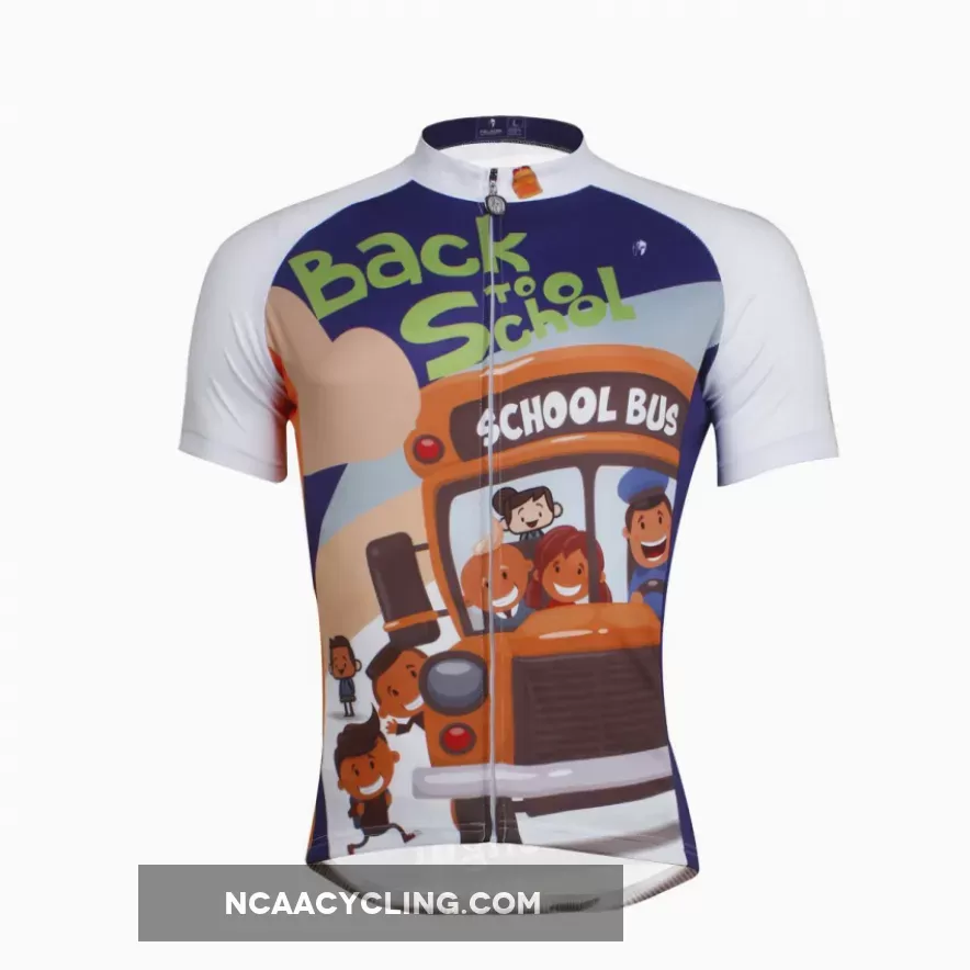 Ilpaladino School Bus Breathable Cycling Jersey Men's Short-Sleeve Sport Bicycling Shirts Summer Exercise Bicycling Pro Cycle Clothing Racing Apparel Outdoor Sports Leisure Biking Shirts Quick Dry Wear NO.635